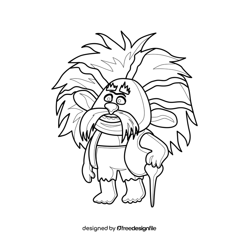 Trolls cartoon character King Peppy drawing black and white clipart
