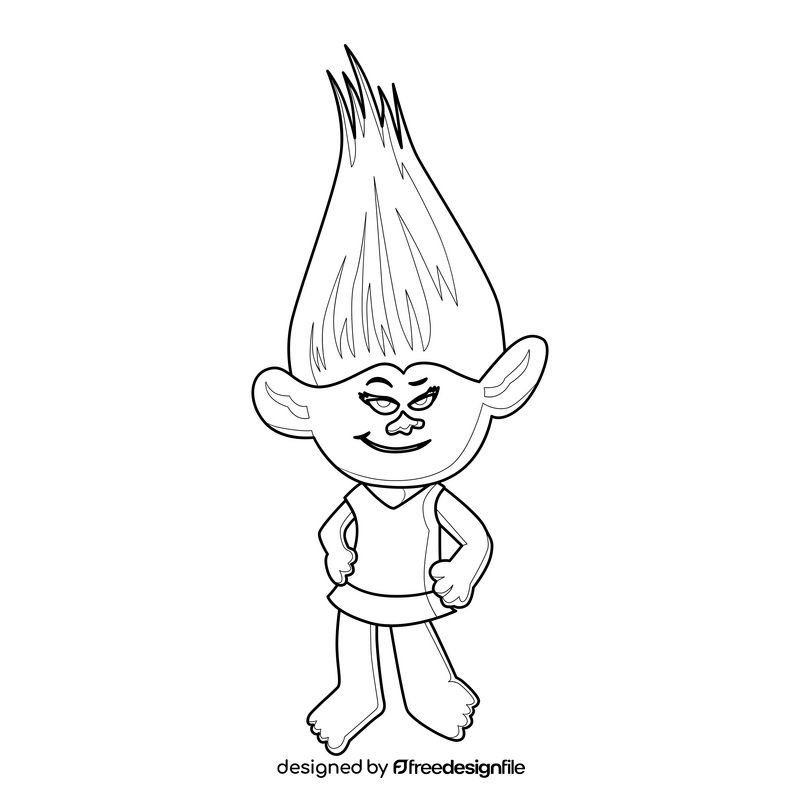 Trolls Mandy Sparkledust cartoon character drawing black and white clipart
