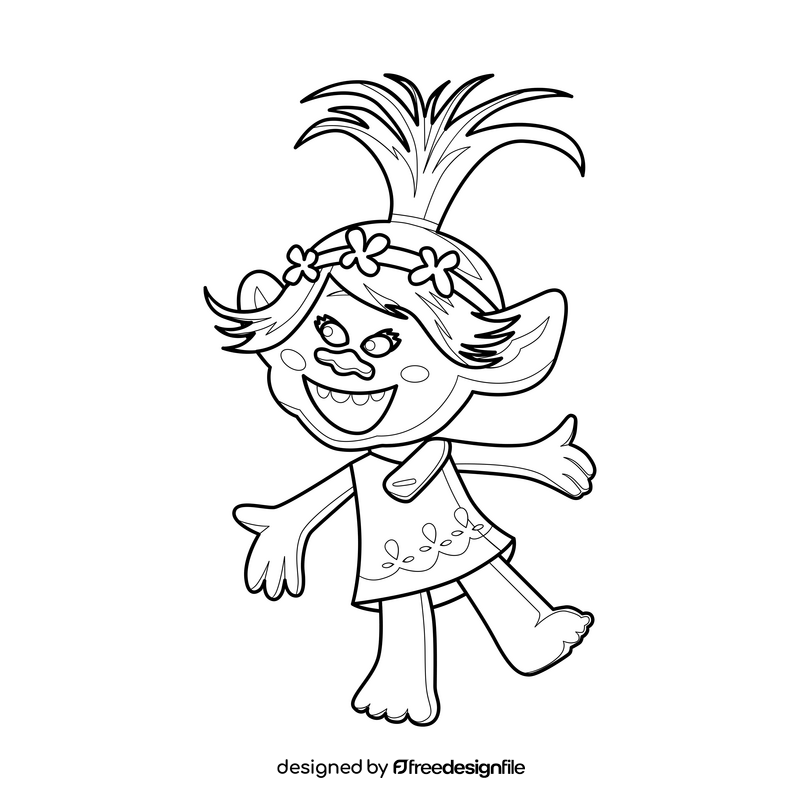 Trolls Poppy drawing black and white clipart vector free download