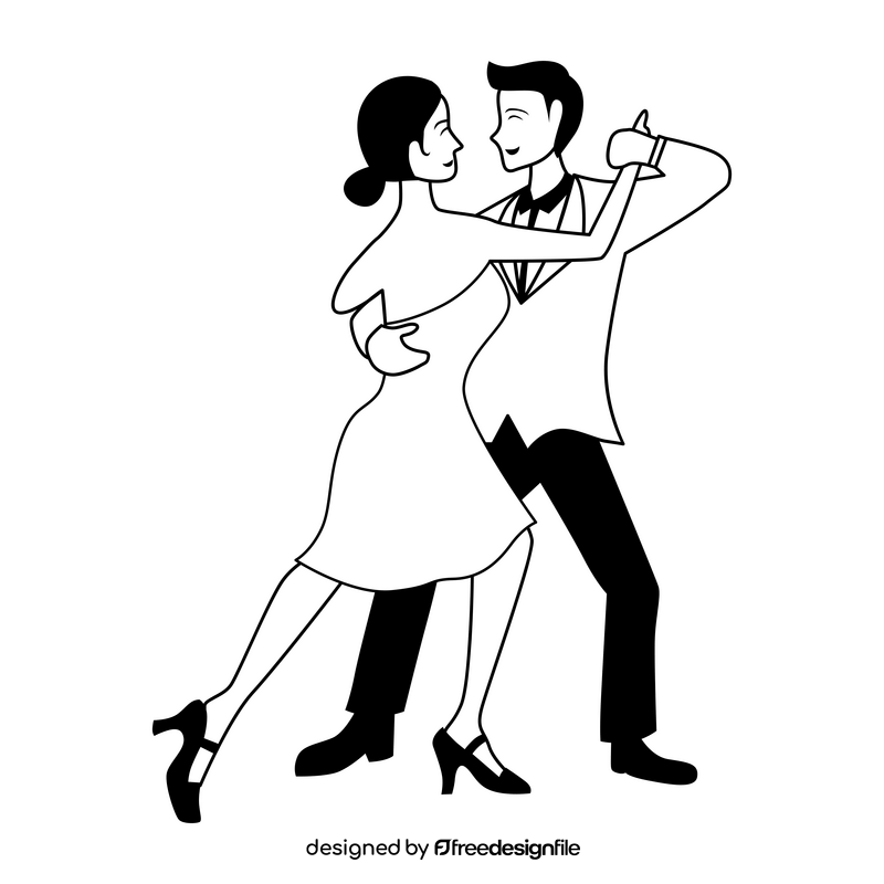 Tango dance black and white clipart