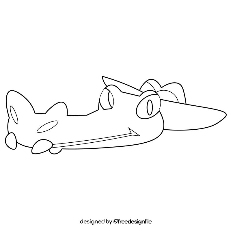 Cartoon alligator with hat black and white clipart