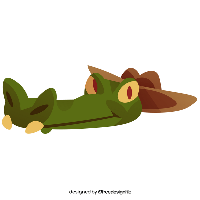 Cartoon alligator with hat clipart