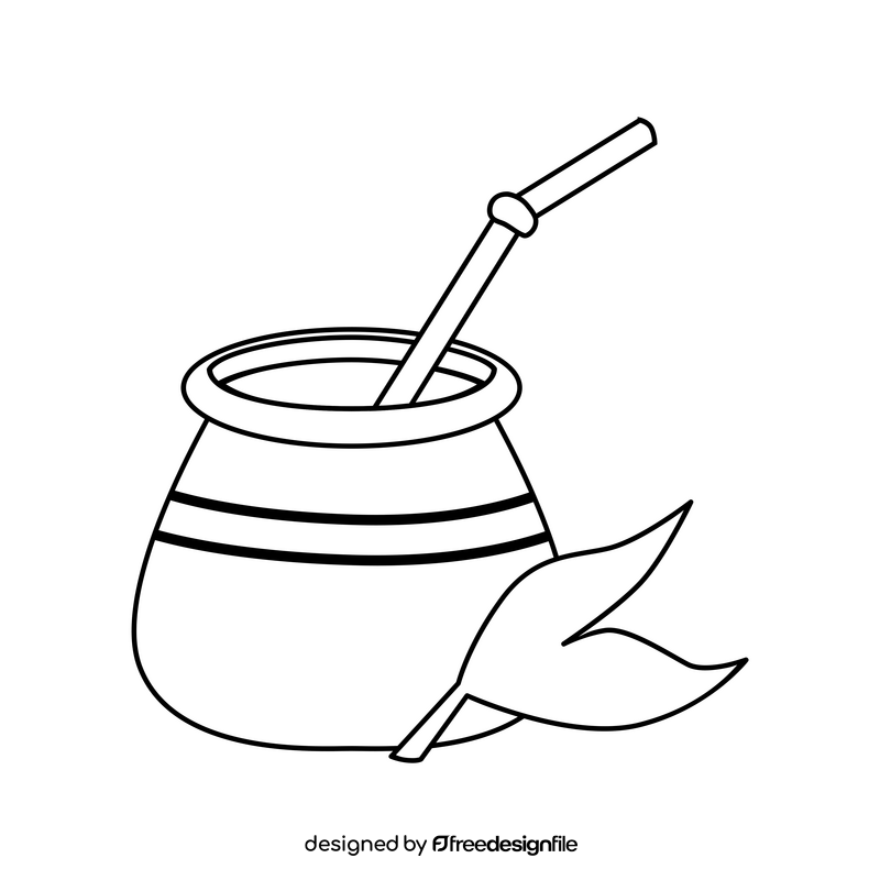 Yerba mate black and white clipart