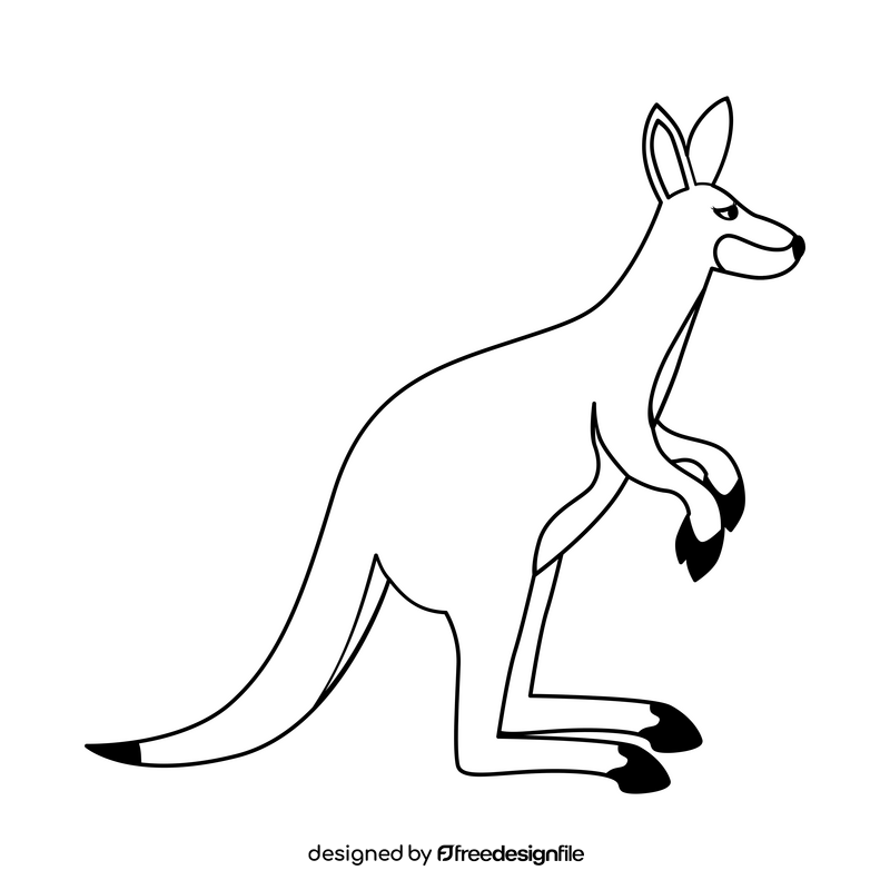 Kangaroo cartoon black and white clipart