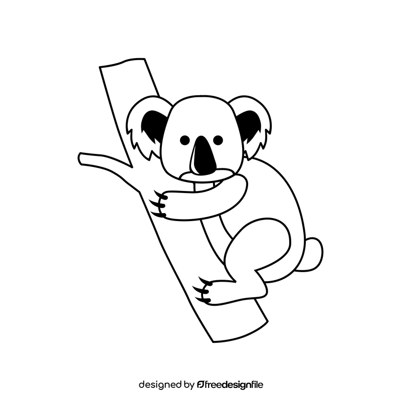 Cute koala cartoon black and white clipart free download