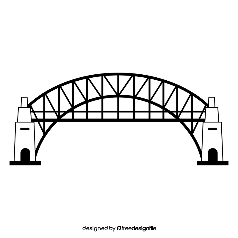 Sydney Harbour Bridge black and white clipart