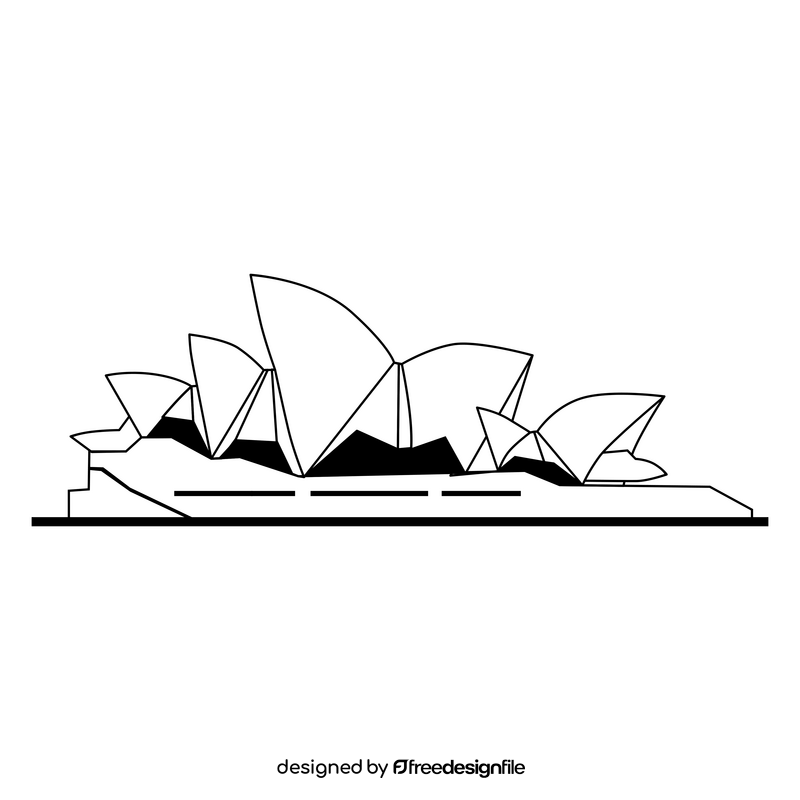 Sydney Opera House black and white clipart