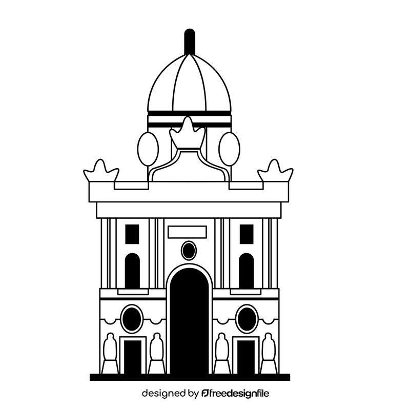 The Hofburg palace black and white clipart