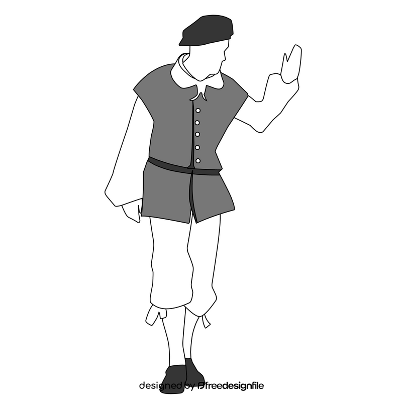 Folk dance black and white clipart