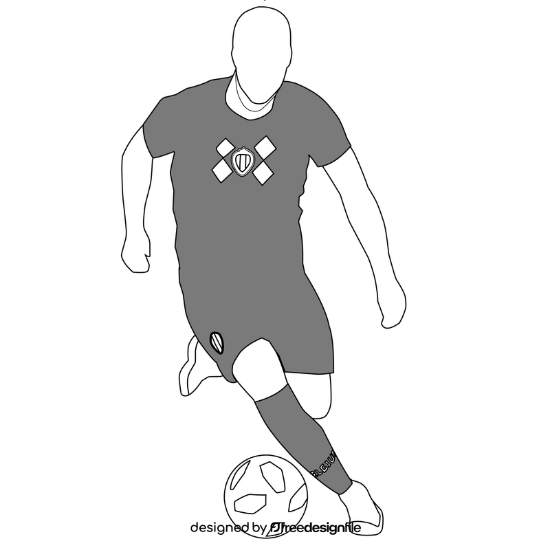 Belgium football soccer player black and white clipart