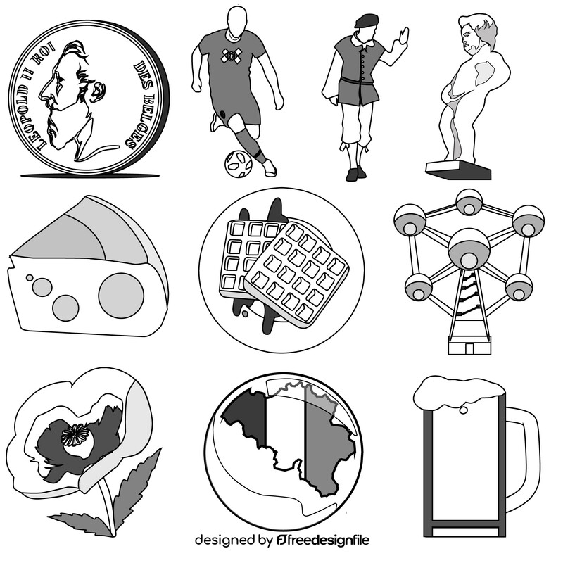 Belgium traditional symbols black and white vector