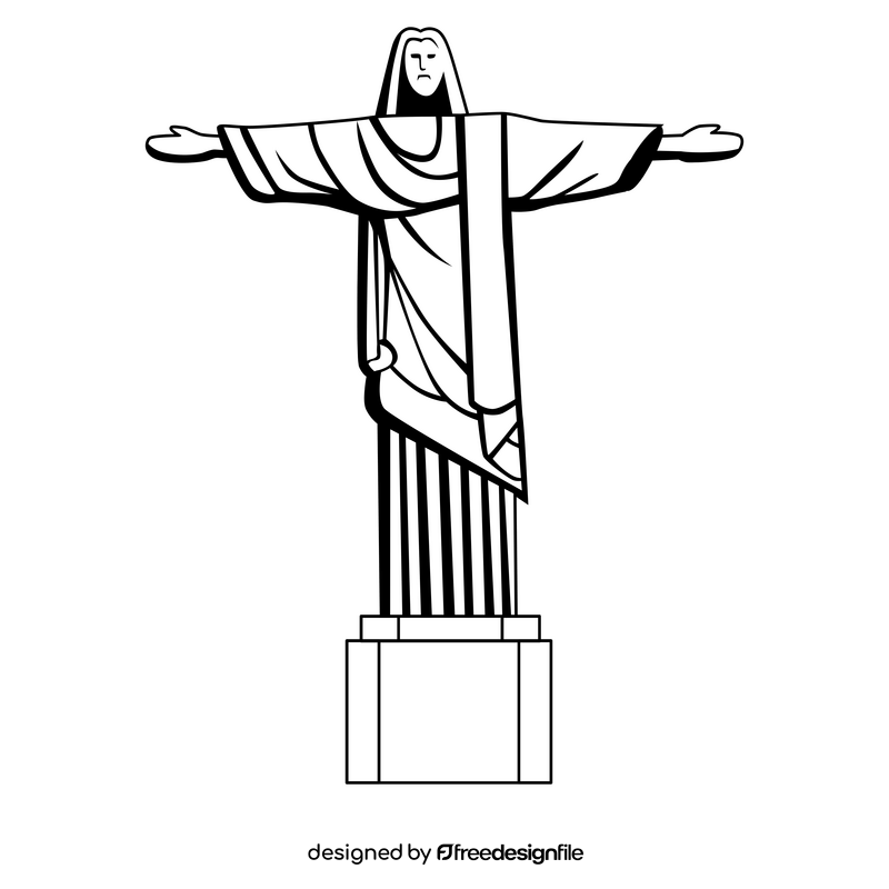 Christ the Redeemer statue black and white clipart