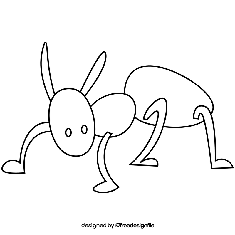 Ant cartoon black and white clipart