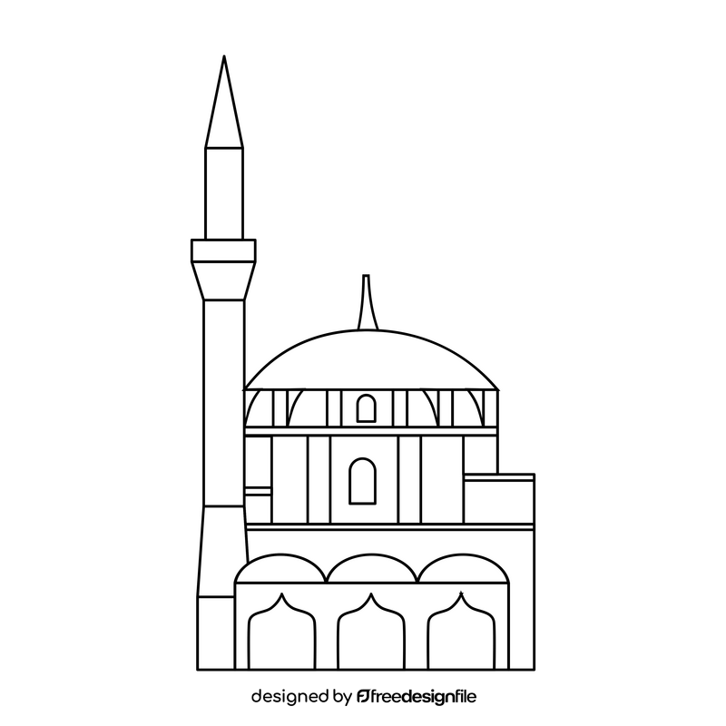 Banya Bashi Mosque black and white clipart