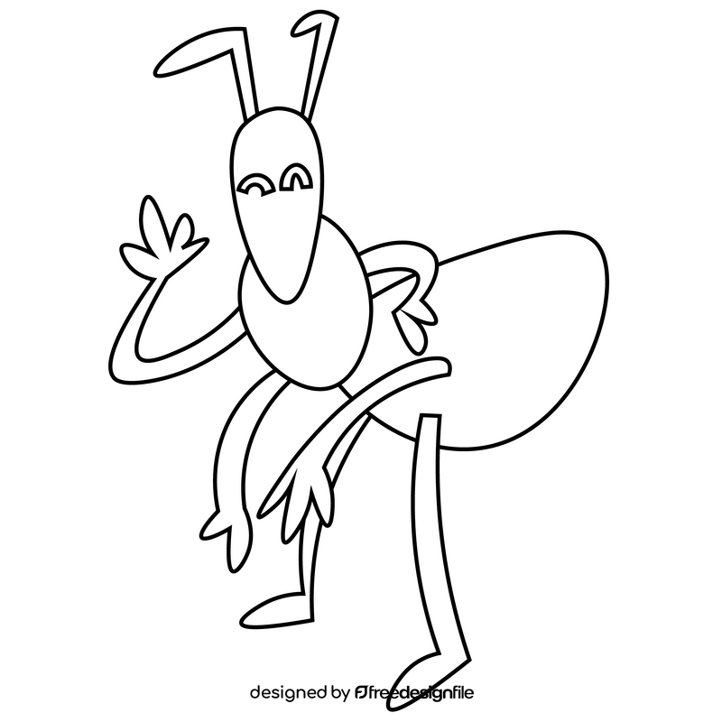 Cute cartoon ant greetings black and white clipart