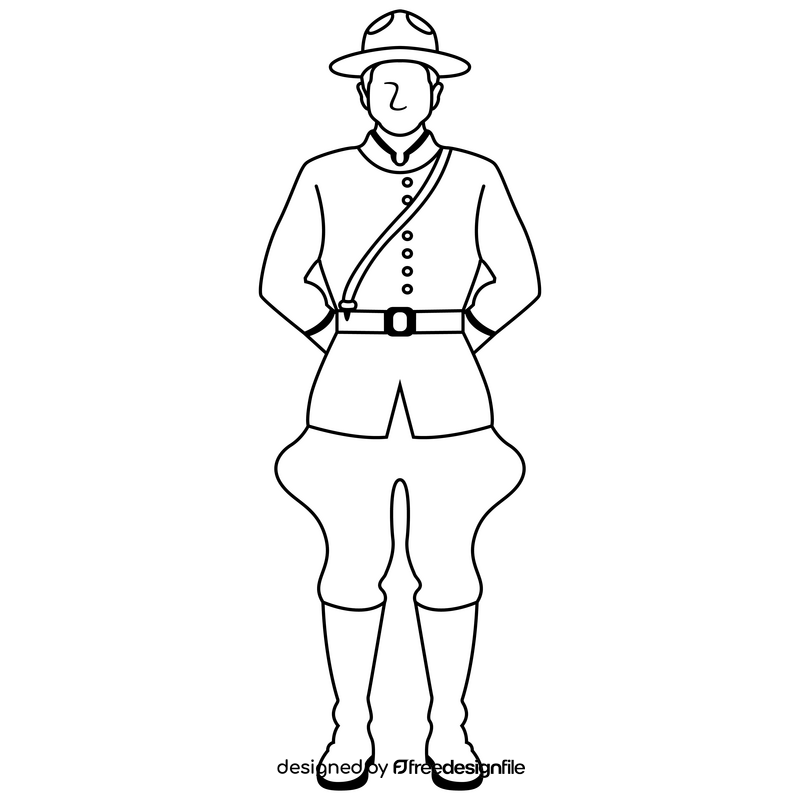 Canadian mountie black and white clipart