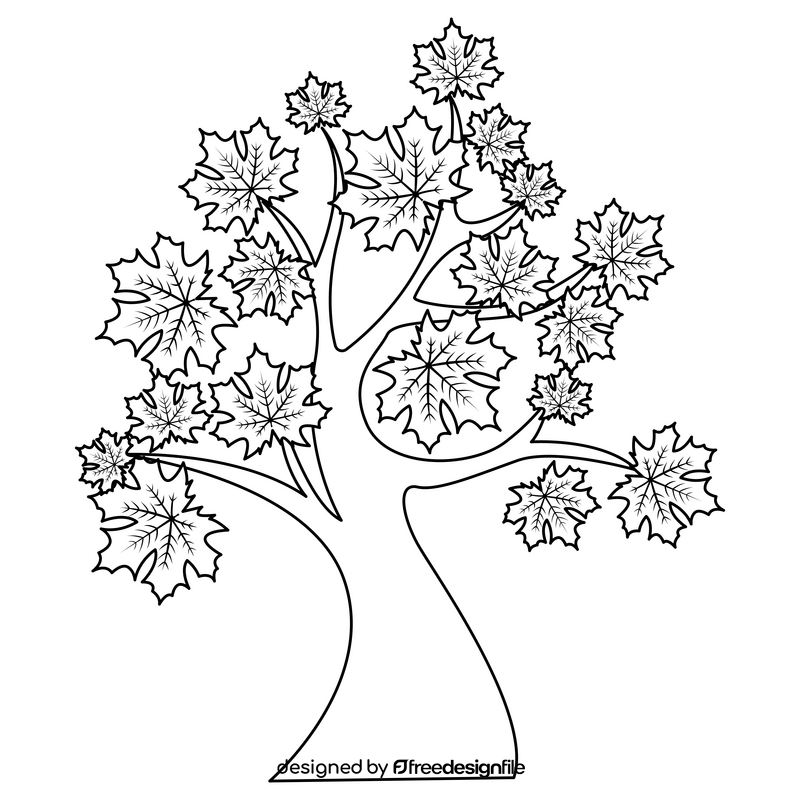 Maple tree black and white clipart vector free download