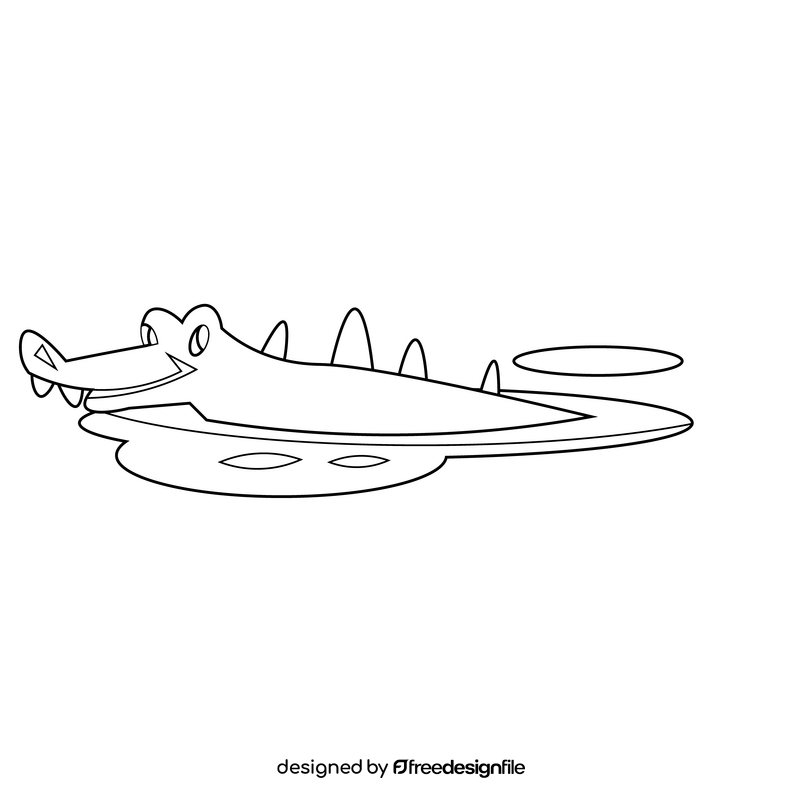 Alligator swimming in the lake black and white clipart