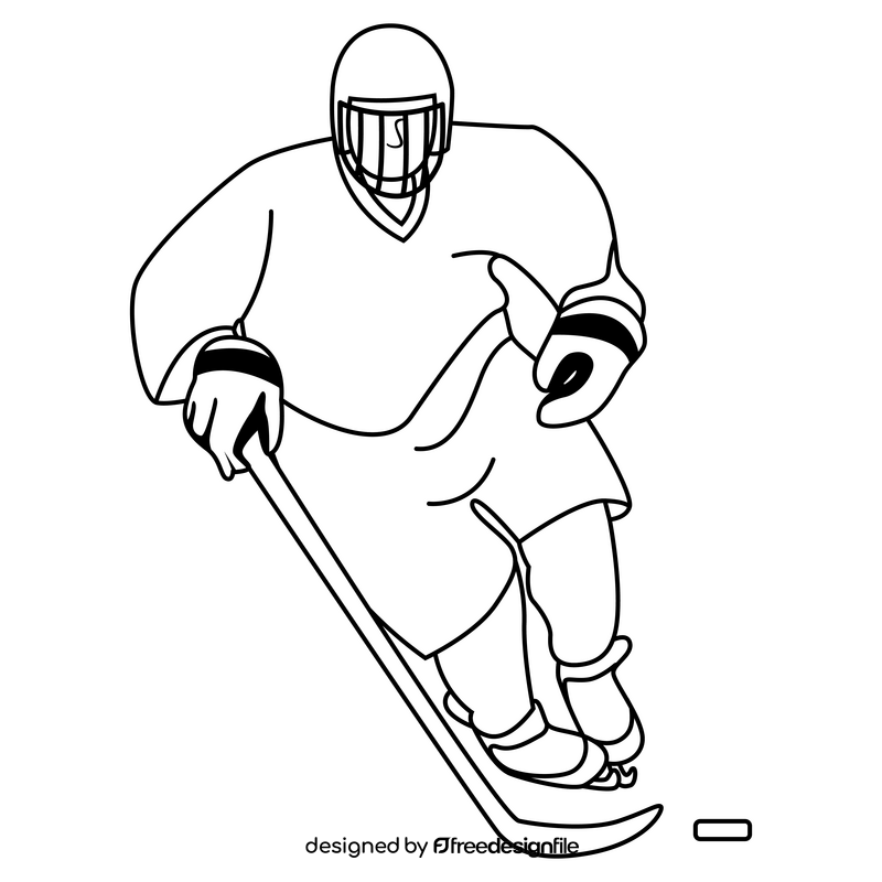Ice hockey player black and white clipart