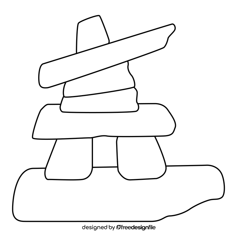 Inukshuk black and white clipart