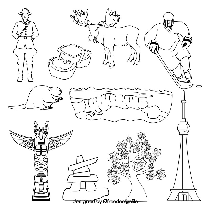 Canada traditional symbols black and white vector