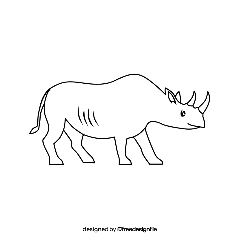 Black rhinoceros black and white clipart