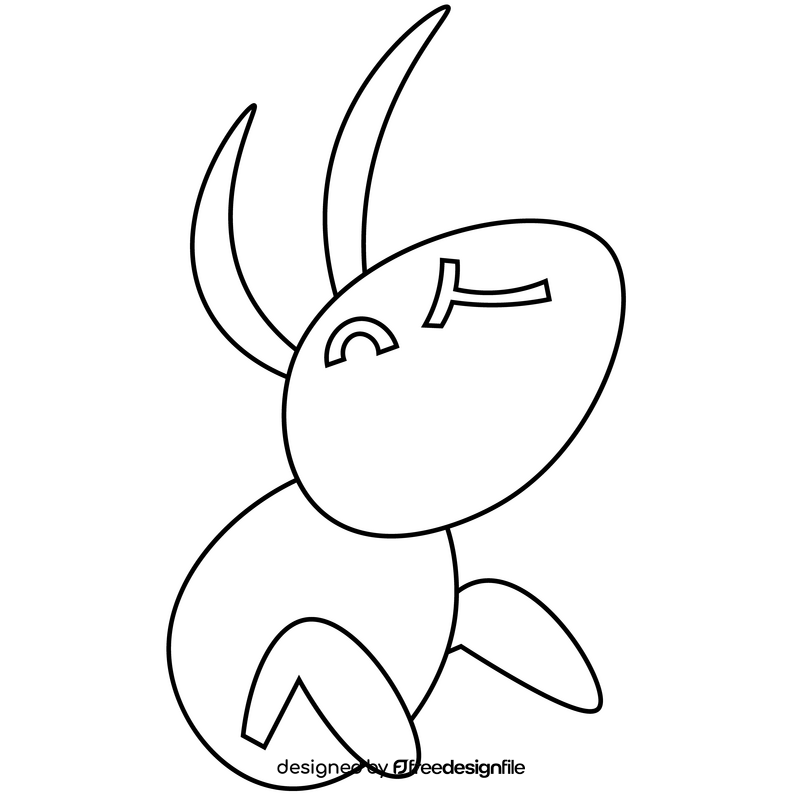 Cartoon ant happy face black and white clipart