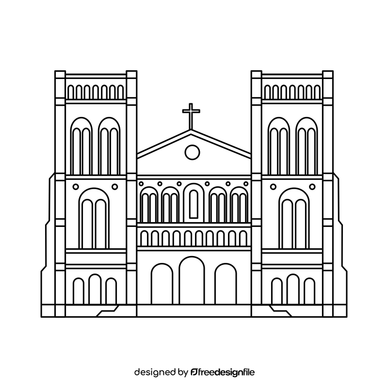 Notre Dame of Bangui Cathedral black and white clipart