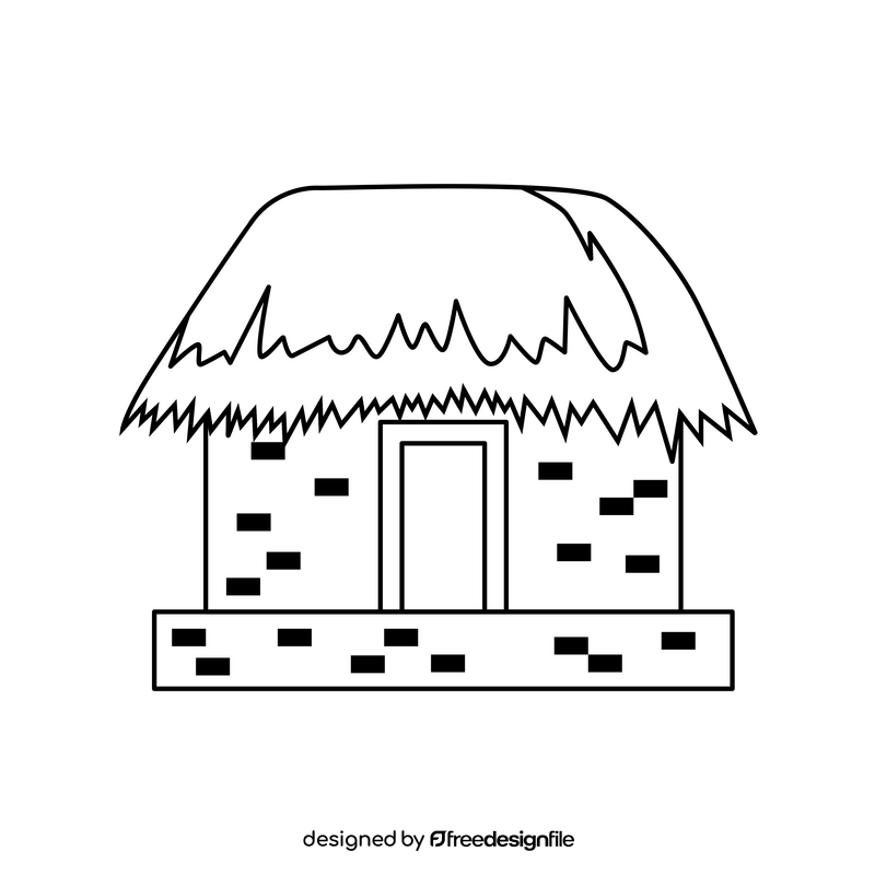 African hut black and white clipart