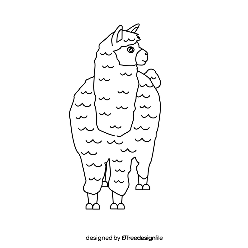 Alpaca Chile black and white clipart