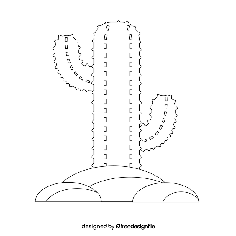 Cactus black and white clipart
