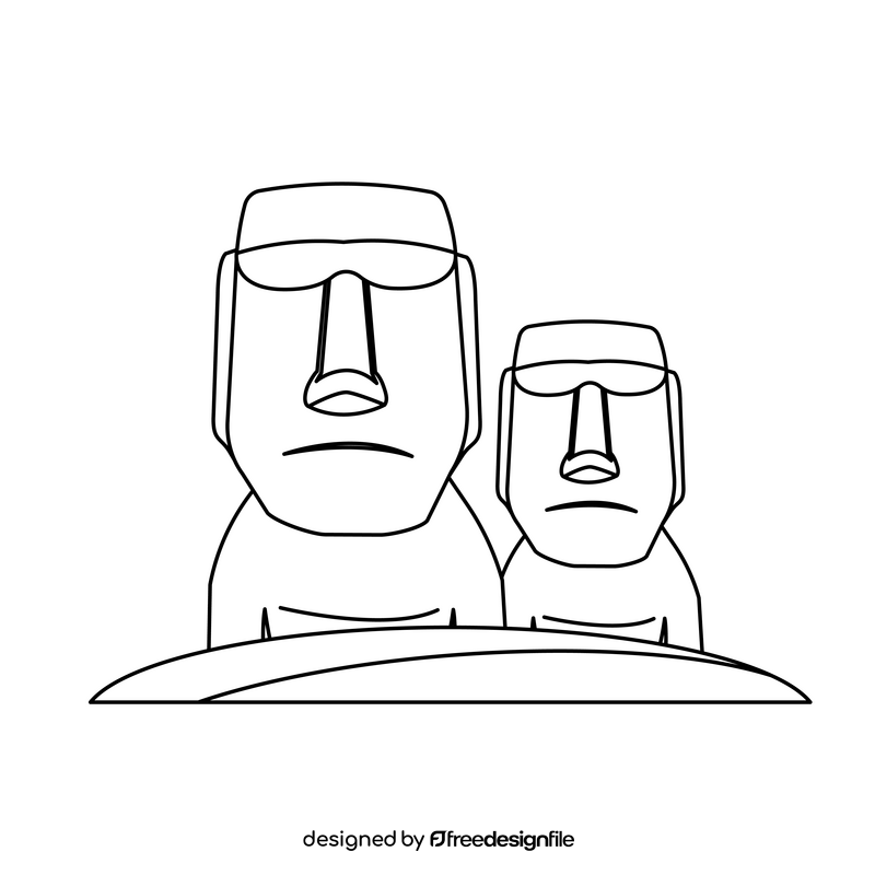 Moai statue black and white clipart