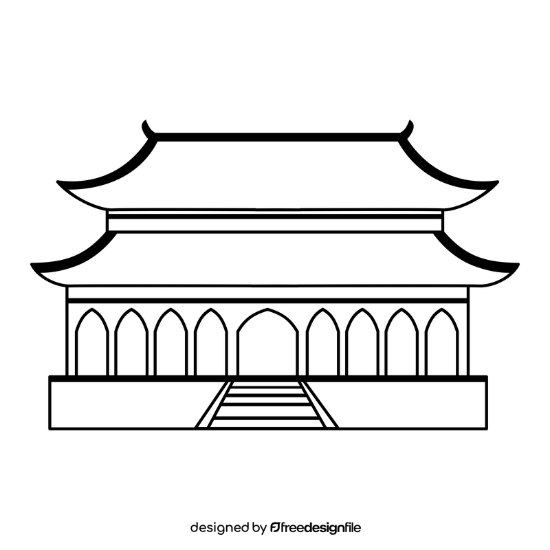 Forbidden city black and white clipart