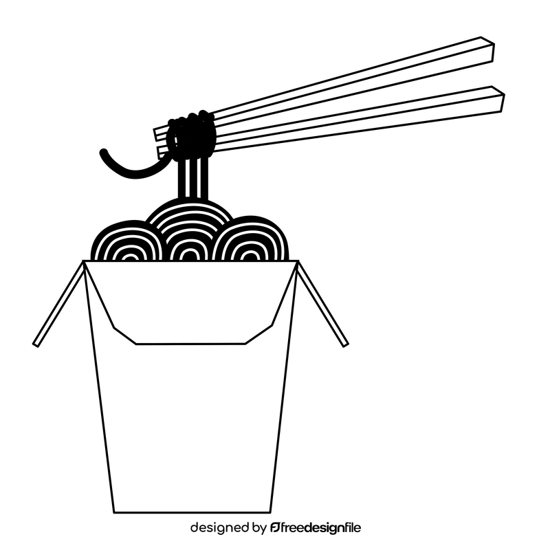 Chinese food black and white clipart