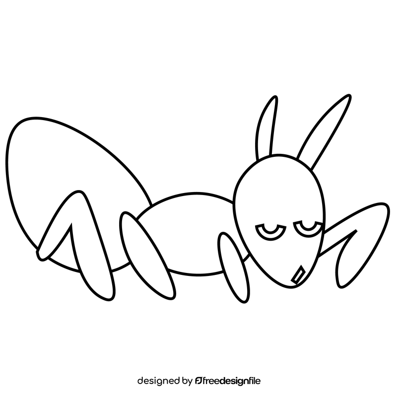 Ant sleeping black and white clipart