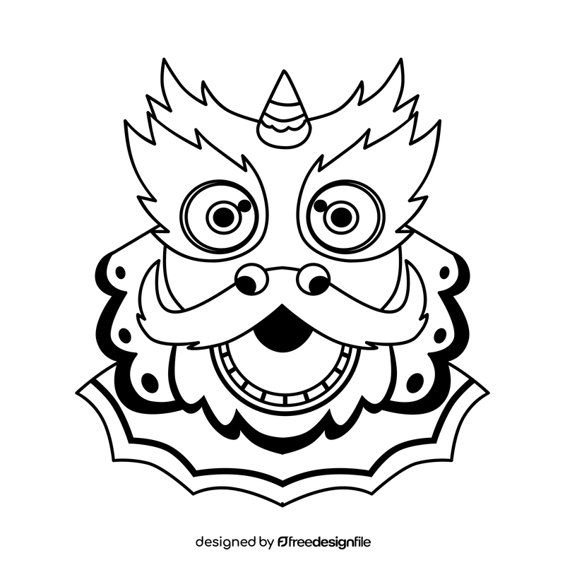 Lion dance black and white clipart