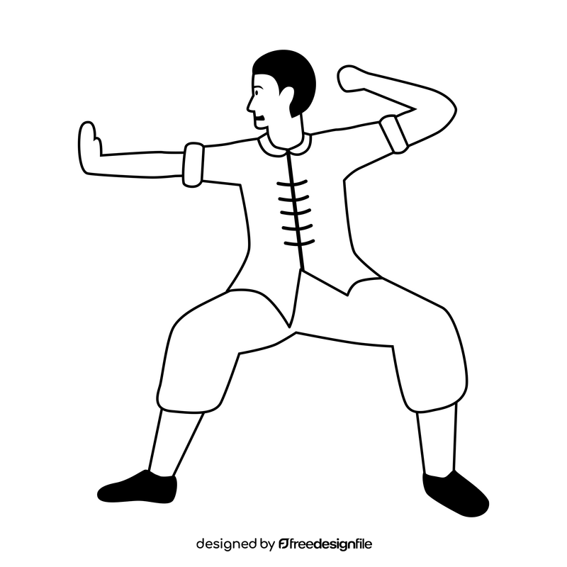 Kung fu black and white clipart