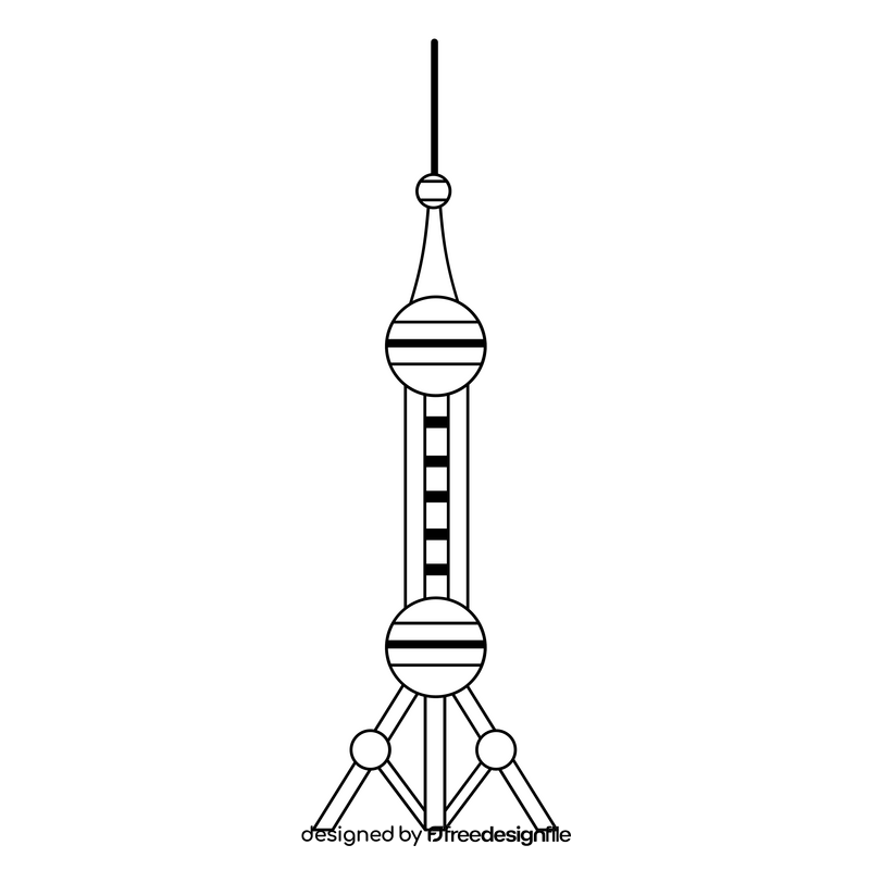 Shanghai oriental pearl tower black and white clipart vector free download