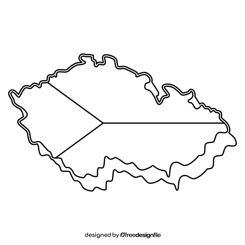 Czech Republic flag map black and white clipart