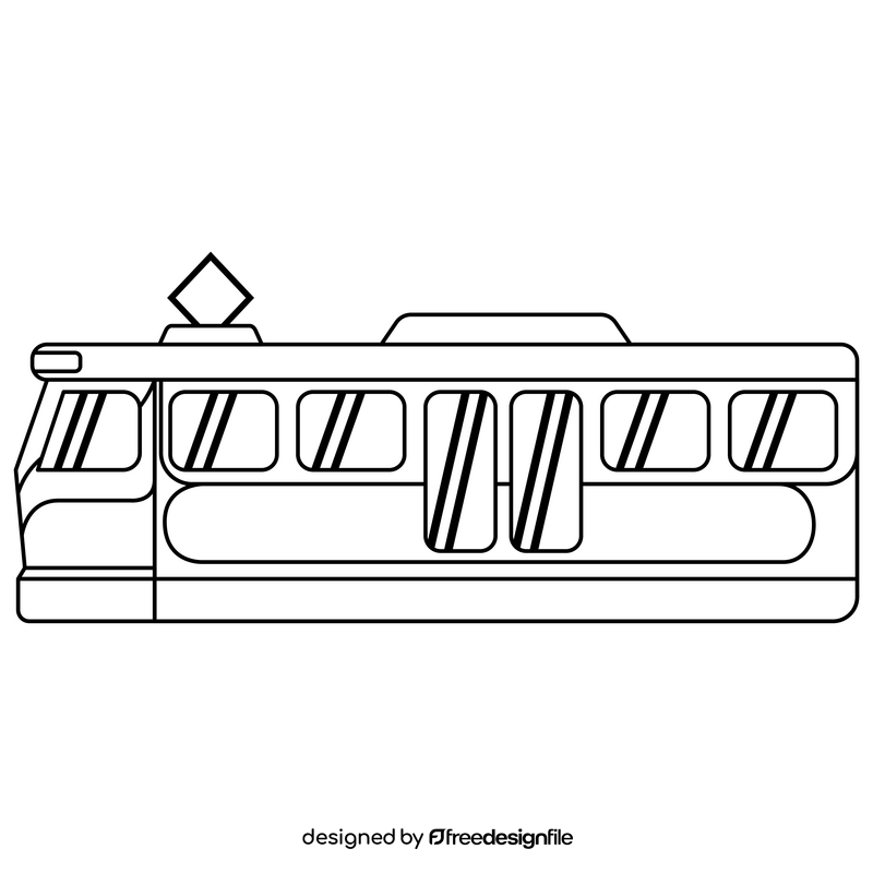 Prague trams black and white clipart