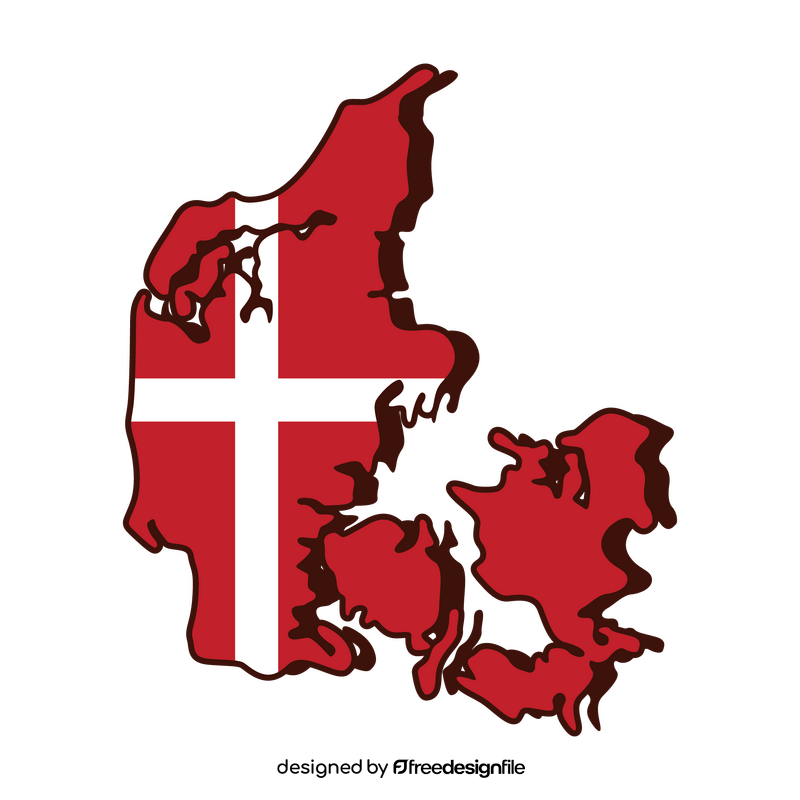Denmark flag map clipart