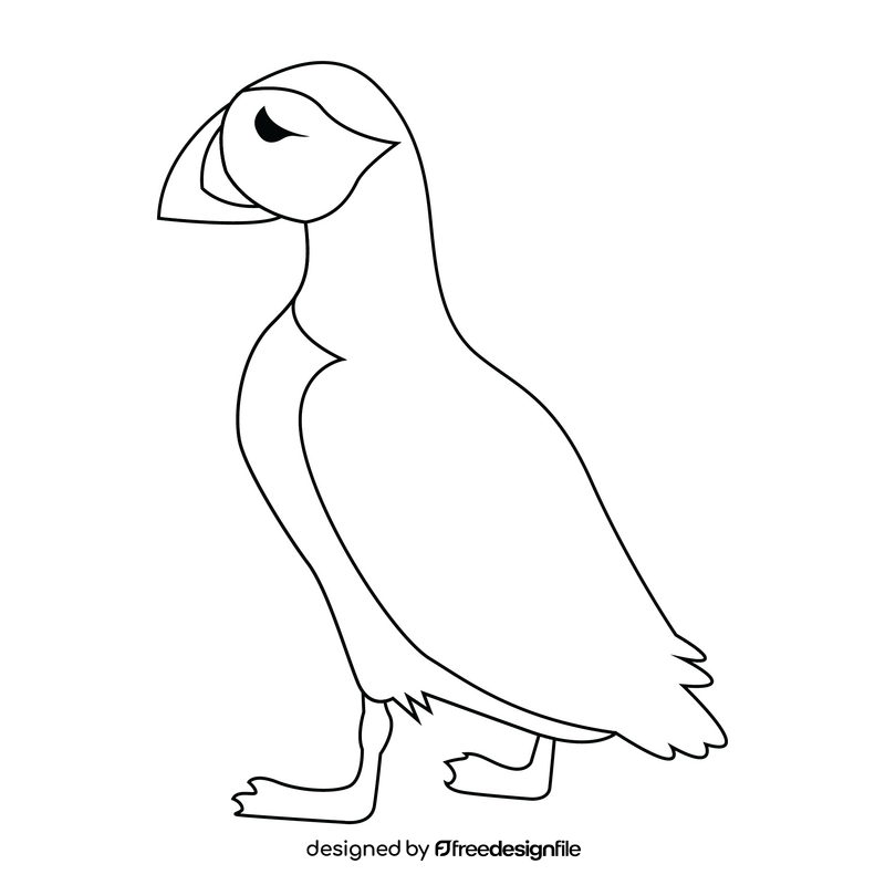 Puffin bird black and white clipart