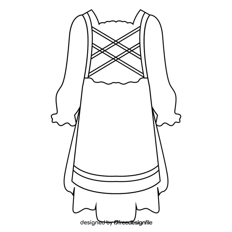 Denmark National Dress black and white clipart