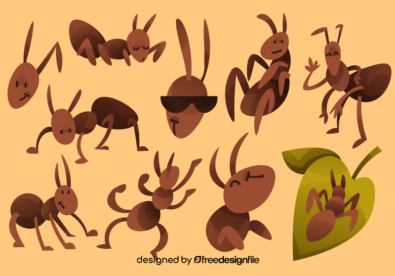 Ant cartoon set vector