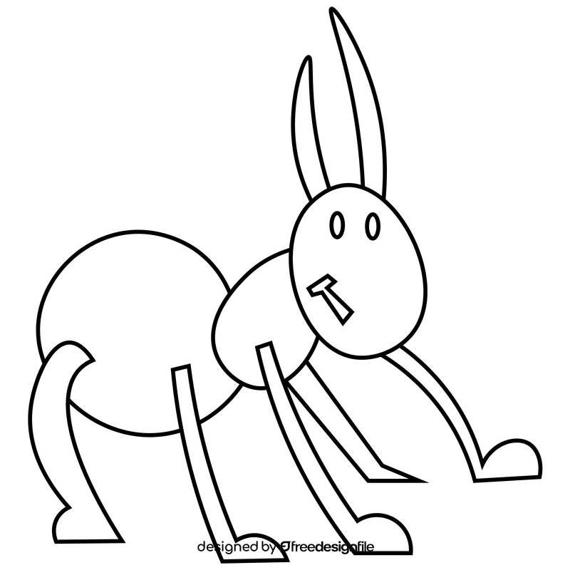 Cartoon ant smiling black and white clipart