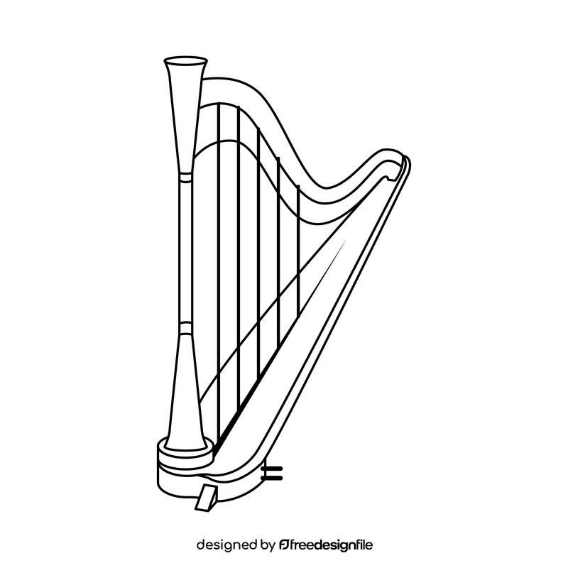 Harp black and white clipart