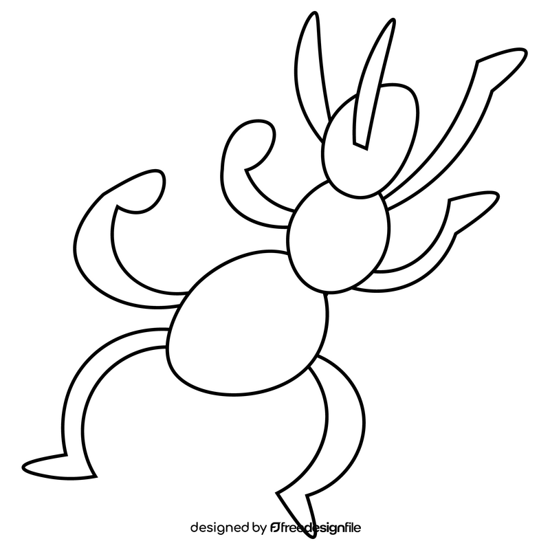 Ant walking black and white clipart