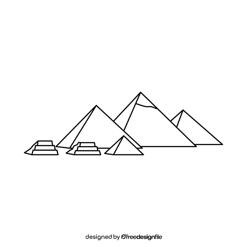Egypt pyramids black and white clipart
