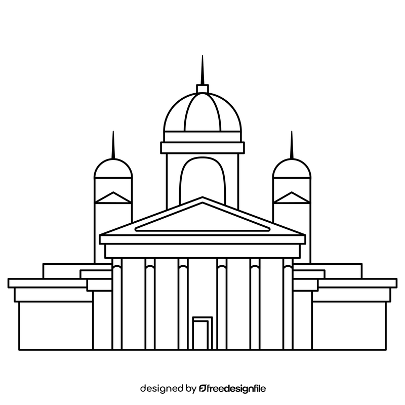 Helsinki Cathedral black and white clipart