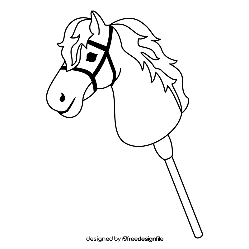 Hobby horse black and white clipart